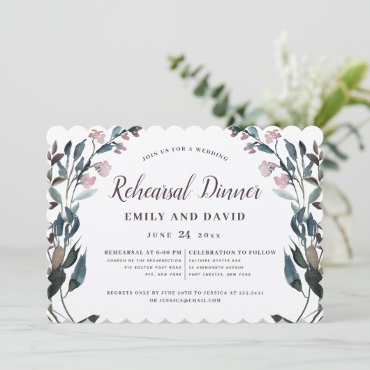 Garden Wappen Rustic Kraft Floral Wedding Probe Einladung (Stehend Vorderseite)