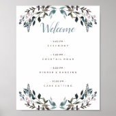 Garden Wappen White Blue Floral Wedding Programm Poster (Vorne)