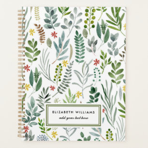 Garden Watercolor Blätter Personalisiert Planer