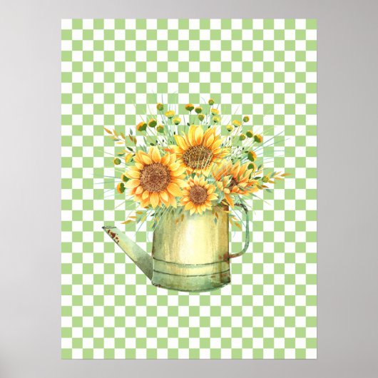 Garden Watering Can Sonnenblumen Poster (Vorne)