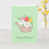 Garden Watering Dose mit Blume - Happy Birthday Karte (Gelbe Blume)