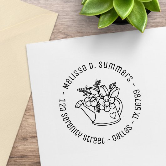 Garden Watering Dose mit Blume Rundadresse Gummistempel