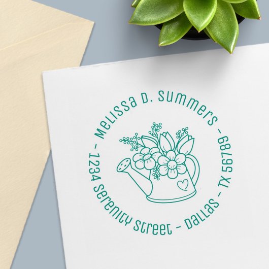 Garden Watering Dose mit Blume Runde Adresse 2 Permastempel