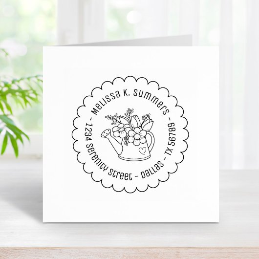 Garden Watering Dose mit Blume skaliert Adresse Gummistempel