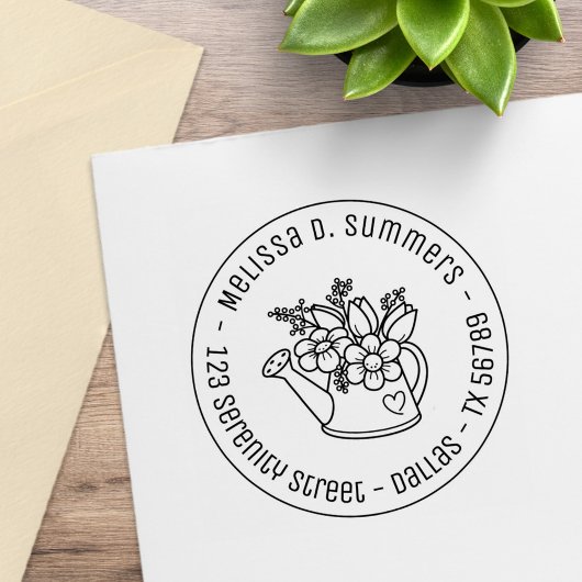 Garden Watering Kann Blume Runde Adresse 3 Gummistempel