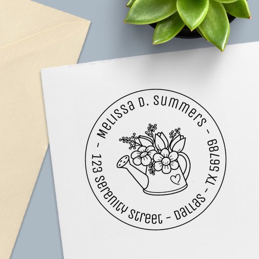 Garden Watering Kann Blume Runde Adresse 4 Permastempel