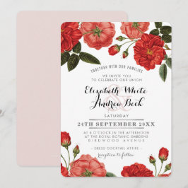 GARDEN WEDD INVITE Chic rote Rosen Blume Einladung