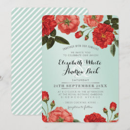 GARDEN WEDD INVITE rote Rosen Blumenzwiebeln Blume Einladung