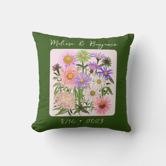 Garden Weddate Pillow rosa Blume boho Kissen (Vorderseite)