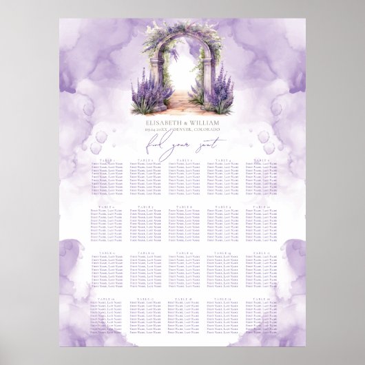 Garden Wedding 20 Table Wedding Seating Chart Poster (Vorne)