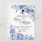 Garden Wedding Blume Elegantes Blue Rose Foto Einladung (Vorderseite)