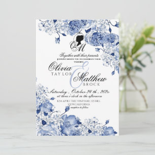 Garden Wedding Blume Elegantes Blue Rose Foto Einladung
