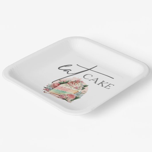 Garden Wedding Eat Cake Pappteller (Gewinkelt)