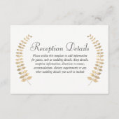 Garden Wedding Golden Leaf Wreath Empfang Begleitkarte (Vorderseite)