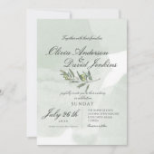 Garden Wedding Olive Flora Script Einladung (Vorderseite)