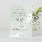Garden Wedding Olive Flora Script Einladung (Stehend Vorderseite)