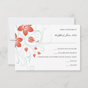 Garden Wedding Orange und Blue Floral Wedding RSVP Karte
