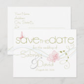 Garden Wedding Pink Lilies Save the Date Ankündigungspostkarte (Vorne/Hinten)