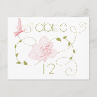 Garden Wedding Pink Lilies Table Card