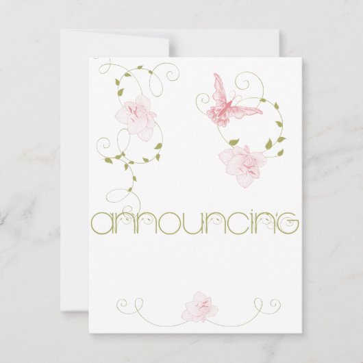 Garden Wedding Pink Lilies Verlobung Ankündigung (Vorderseite)