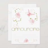 Garden Wedding Pink Lilies Verlobung Ankündigung (Vorne/Hinten)