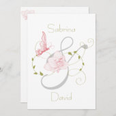 Garden Wedding Pink Lilies Wedding Einladung (Vorne/Hinten)