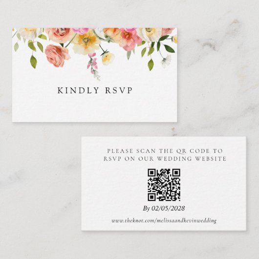 Garden Wedding RSVP QR Code Response Card Begleitkarte (Vorne/Hinten)