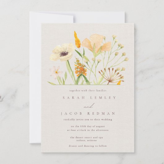 Garden Wedding Simple Wildblumen Botanical Einladung (Vorderseite)