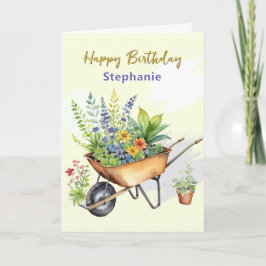 Garden Wheelbarrow Individuelle Name Happy Birthda Karte
