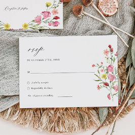 Garden Whimsical Floral Elegante Wedding RSVP Card Karte