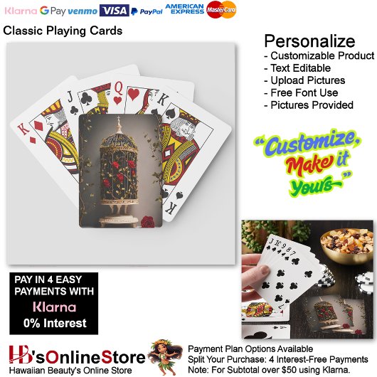 Garden Whimsy Floral Bird Cage Spielkarten