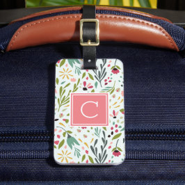 Garden Whimsy Floral Mit Monogramm Gepäckanhänger