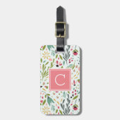 Garden Whimsy Floral Mit Monogramm Gepäckanhänger (Vorderseite vertikal)