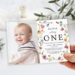 Garden Wildblume 1. Geburtstag Foto Einladung