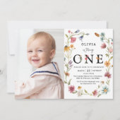 Garden Wildblume 1. Geburtstag Foto Einladung (Vorderseite)