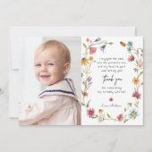 Garden Wildblume 1. Geburtstag Vielen Dank Einladung (Vorderseite)