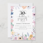 Garden Wildblume 30. Geburtstag Einladungen (Vorderseite)