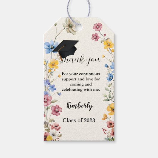 Garden Wildblume danke dir Graduiertenparty Gesche Geschenkanhänger (Vorderseite)