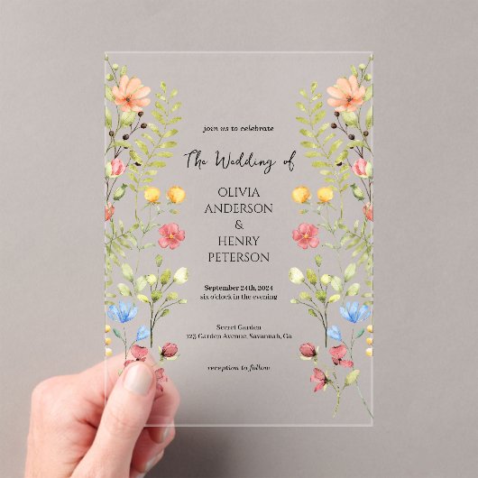 Garden Wildblume Frühblühhochzeit Acryleinladungen (Insitu (Handheld))