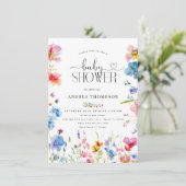 Garden Wildblume Typografie Kinderdusche Einladung (Stehend Vorderseite)