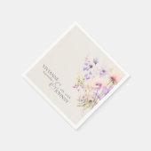 Garden Wildblumen Beige Lavendel Lila Hochzeit Serviette (Ecke)