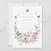 Garden Wildblumen Chic Foto Hochzeitstag Rett Einladung (Vorderseite)