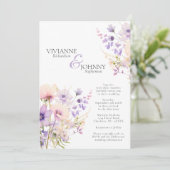 Garden Wildblumen Lavender Wedding QR Code Einladung (Stehend Vorderseite)