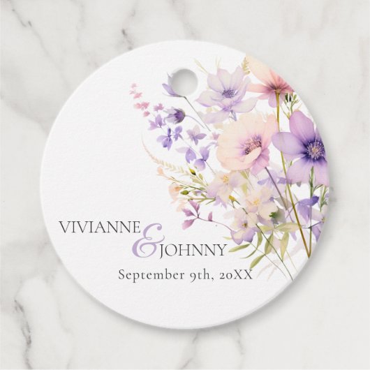 Garden Wildblumen Lila Lavendel Lila Hochzeit Geschenkanhänger (Vorderseite)
