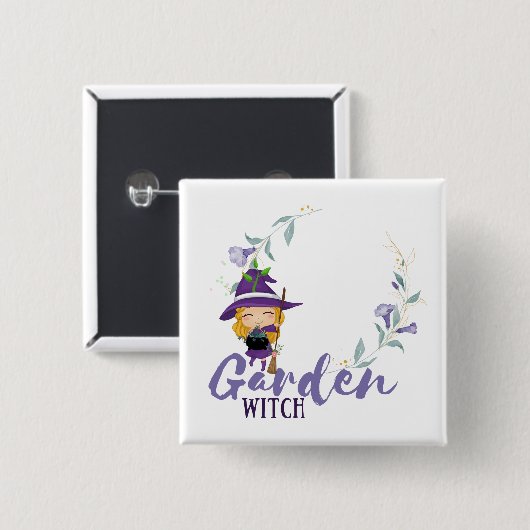 GARDEN WITCH - Personalize with text, spell, sigil Button (Vorne & Hinten)