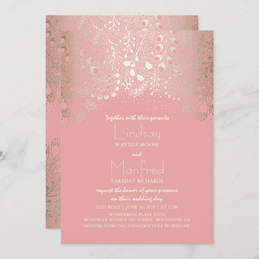 Garden Wonderland - Bezaubernde Waldhochzeit Einladung (Vorne/Hinten)