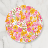 Garden yellow pink floral watercolor bridal shower geschenkanhänger (Rückseite)