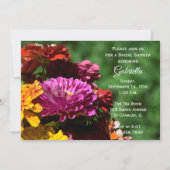 Garden Zinnia Blume Brautparty Einladung (Vorderseite)