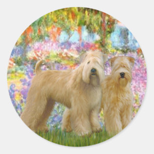 Garden - Zwei Wheaten Terriers Runder Aufkleber