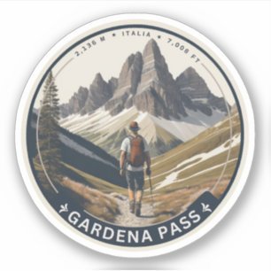 Gardena-Pass Hochgebirgspass Dolomiten, Südtirol Aufkleber